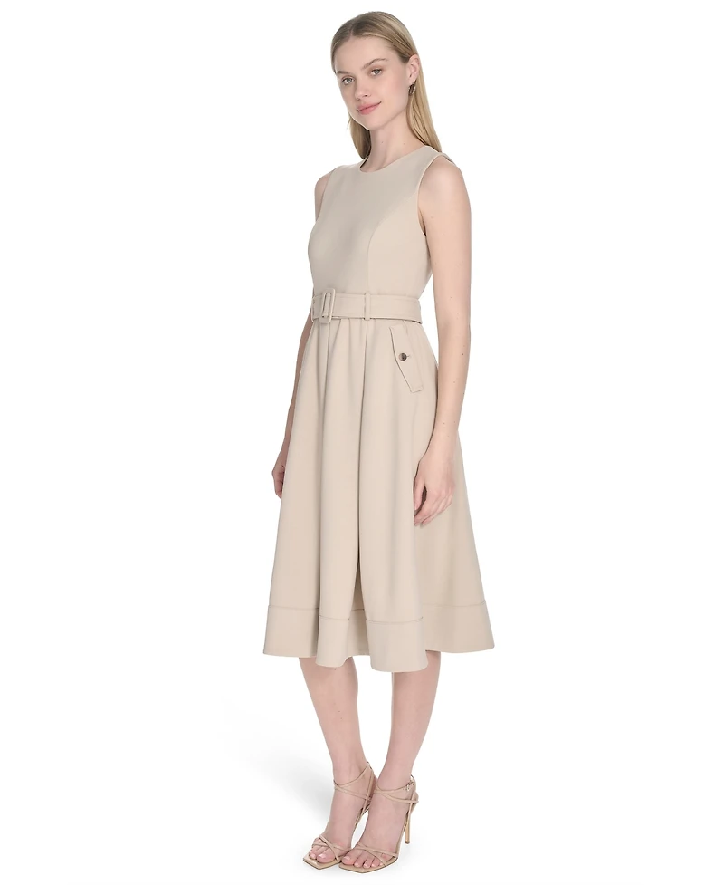 Calvin Klein Women's Scuba Crepe Sleeveless A-Line Dress