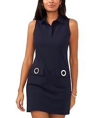 Msk Women's Sleeveless Grommet Pocket Shift Dress