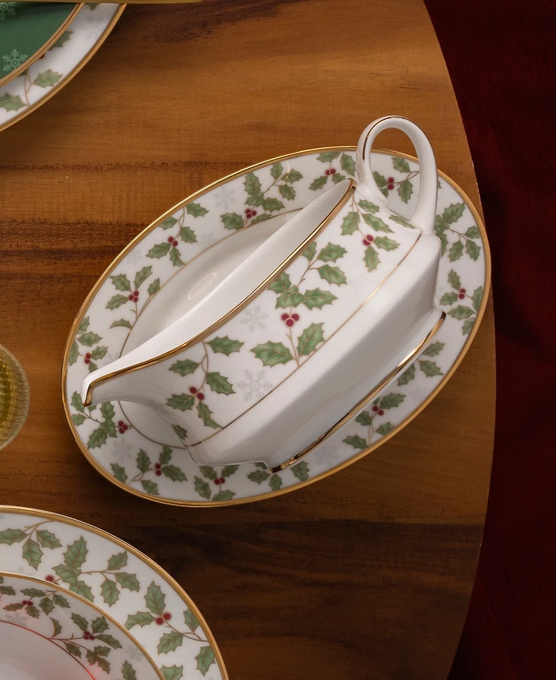 Noritake Holly & Berry Gold Gravy & Tray