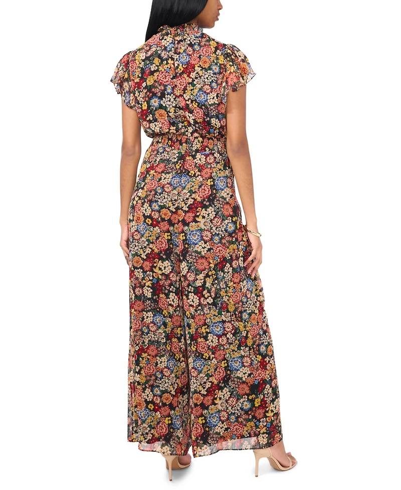 Msk Women's Flutter-Sleeve Smocked-Waist Jumpsuit