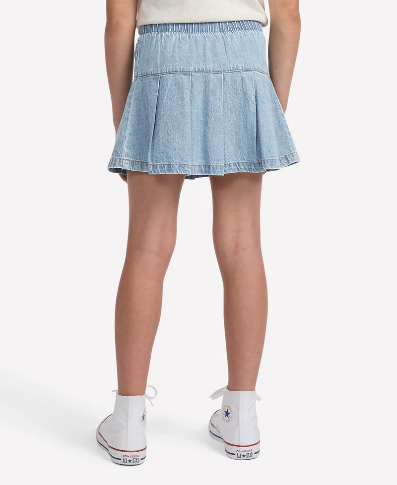 abercrombie kids Girls Denim Pull Tab Pleated Skirt