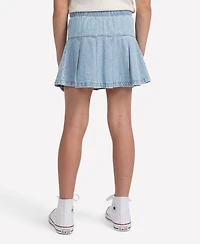 abercrombie kids Girls Denim Pull Tab Pleated Skirt