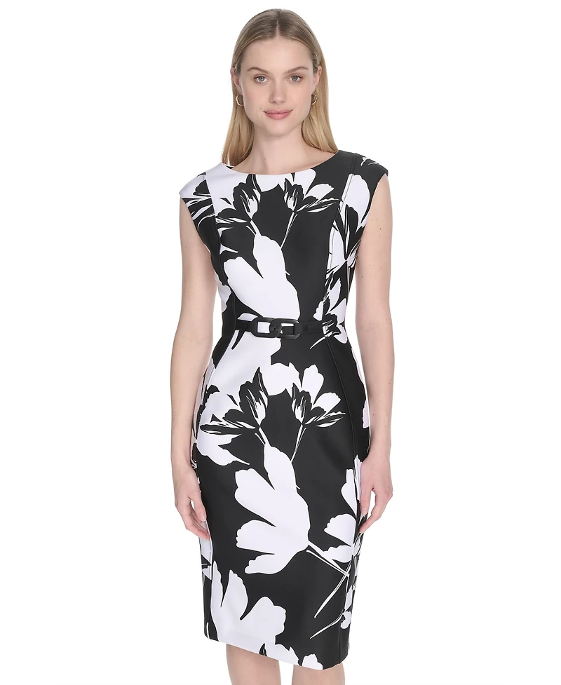 Calvin Klein Women's Short-Sleeve Scuba Midi Dress