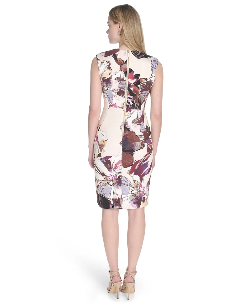 Calvin Klein Women's Sleeveless V-Neck Scuba Dress