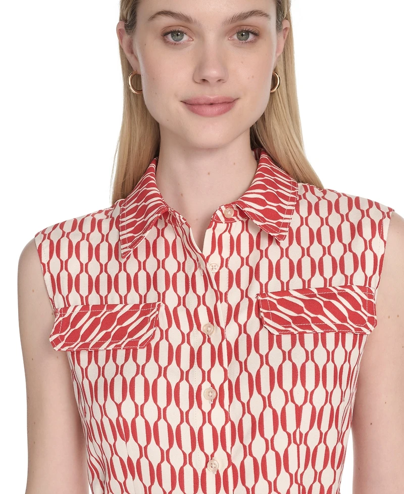 Calvin Klein Women's Collared Sleeveless Midi Dress