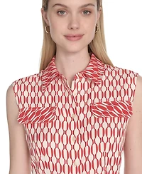 Calvin Klein Women's Collared Sleeveless Midi Dress