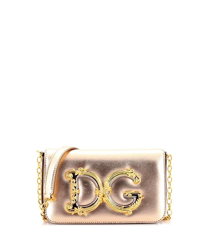Pre-Owned Dolce & Gabbana Mini Dg Girls Flap Bag Embellished Leather