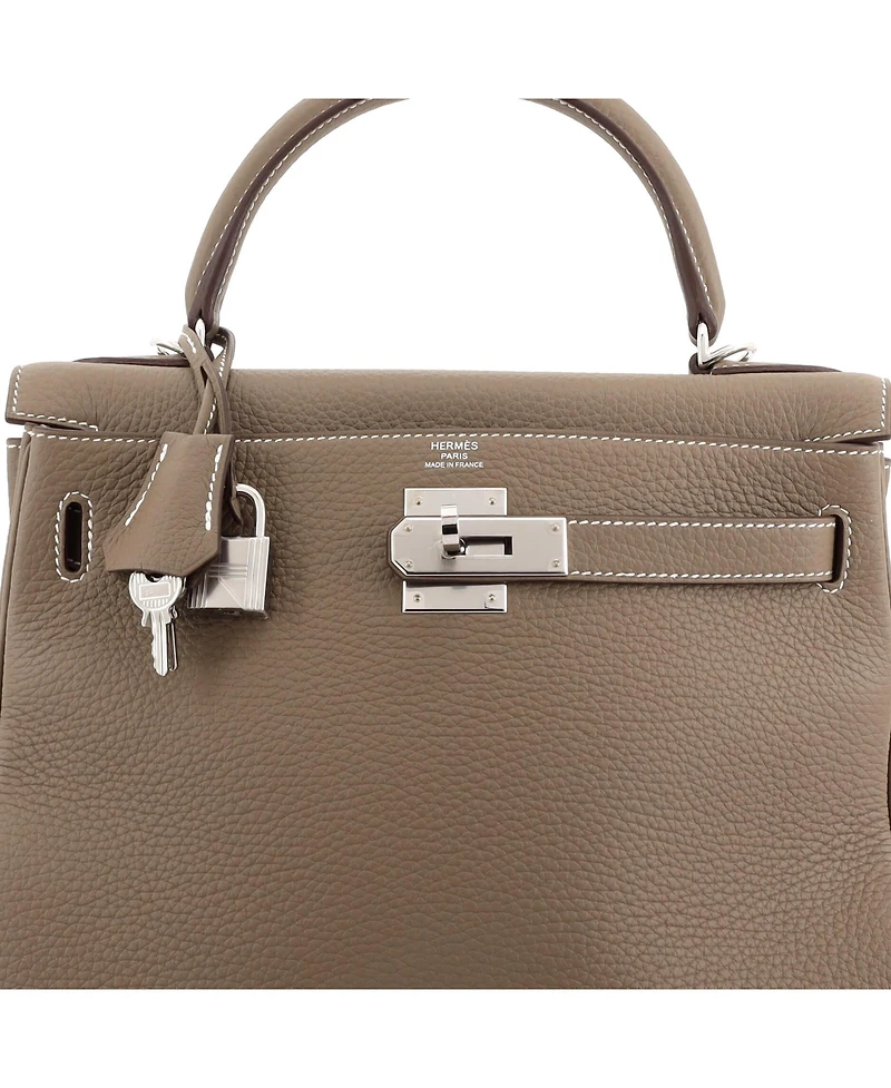 Pre-Owned Hermes Kelly Handbag Grey Togo with Palladium Hardware
