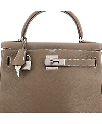 Pre-Owned Hermes Kelly Handbag Grey Togo with Palladium Hardware
