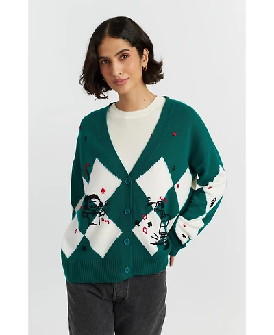 Chinti & Parker Women's Wool Cashmere Peanuts Poker Cardigan