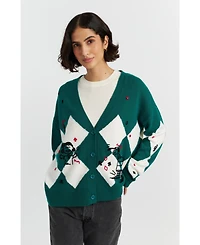 Chinti & Parker Women's Wool Cashmere Peanuts Poker Cardigan