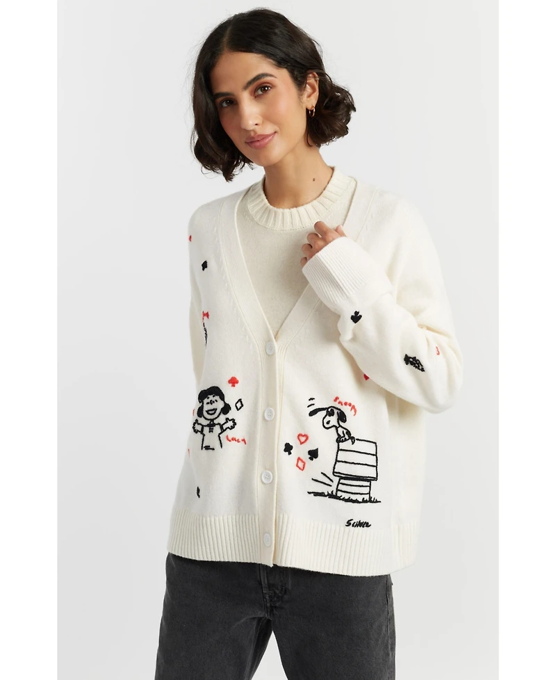 Chinti & Parker Women's Wool Cashmere Peanuts Poker Cardigan