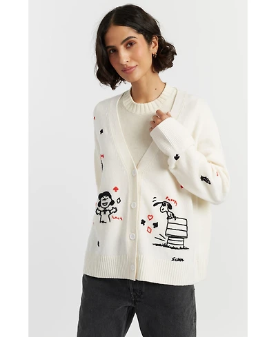 Chinti & Parker Women's Wool Cashmere Peanuts Poker Cardigan