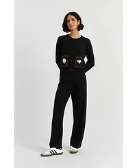 Chinti & Parker Women's Wool Cashmere Snoopy Charlie Brown Cardigan