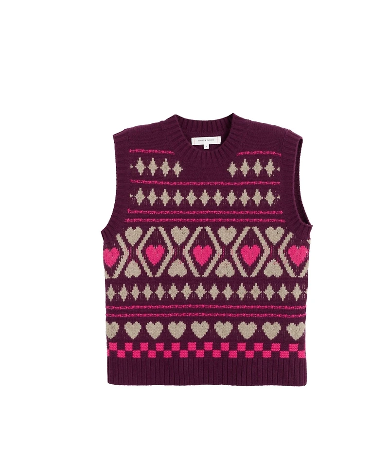 Chinti & Parker Women's Wool Cashmere Hearts and Diamonds Tank