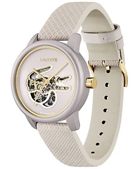 Lacoste Women's Automatic Platinum Leather Strap Watch, 38mm