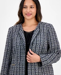 Kasper Plus Tweed Metallic-Trim Jacket