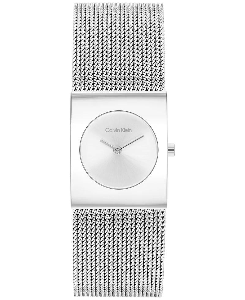Calvin Klein Women's Ck Pulse Silver Tone Stainless Steel Mesh Bracelet Watch 21.5mm