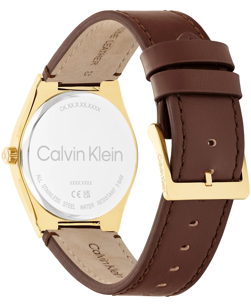 Calvin Klein Men's Ck Motion Brown Leather Strap Watch 39mm