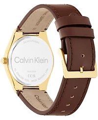 Calvin Klein Men's Ck Motion Brown Leather Strap Watch 39mm
