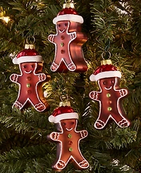 Holiday Lane Heritage Set of 4 Glass Gingerbread Boy Ornaments, Macy's Exclusive