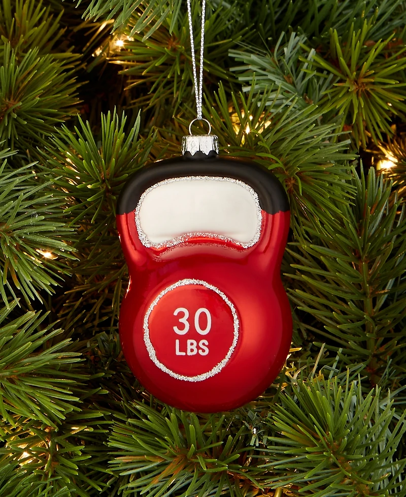 Holiday Lane Sports Glass Kettlebell Ornament, Macy's Exclusive