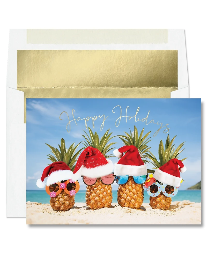 Masterpiece Studios Pineapple Santas Holiday Boxed Cards