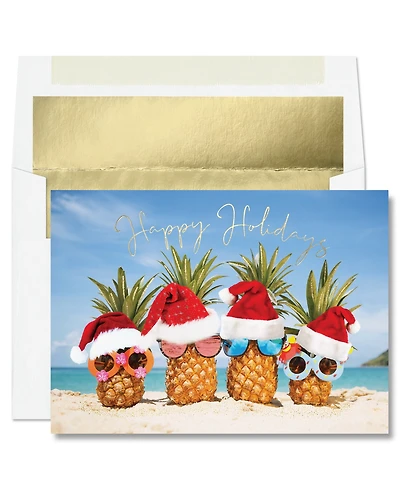 Masterpiece Studios Pineapple Santas Holiday Boxed Cards