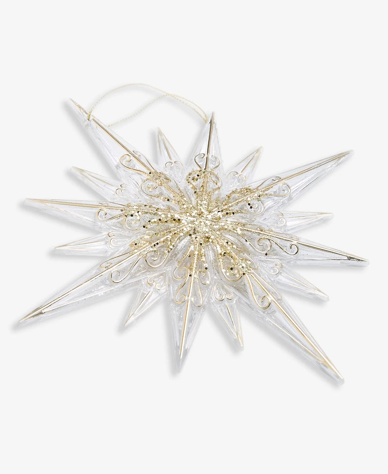 Holiday Lane Blessed Clear and Gold-Tone Snowflake Ornament, Macy's Exclusive