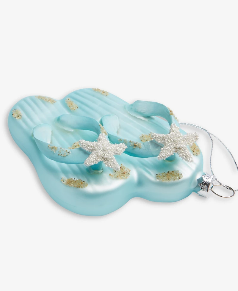 Holiday Lane Seaside Glass Glittered Flip-Flops Ornament, Macy's Exclusive