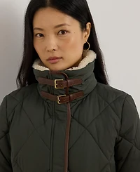 Lauren Ralph Women's Faux-Fur-Collar Diamond Quilted Jacket