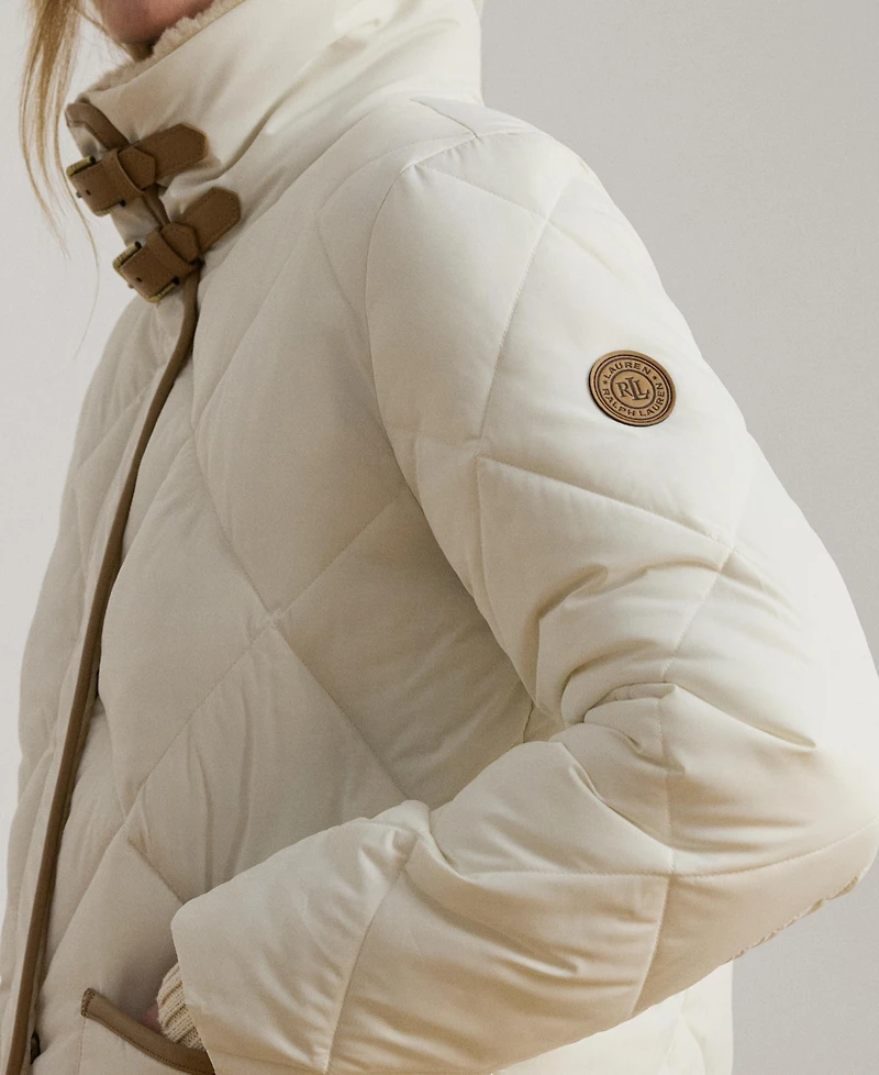 Lauren Ralph Women's Faux-Fur-Collar Diamond Quilted Jacket