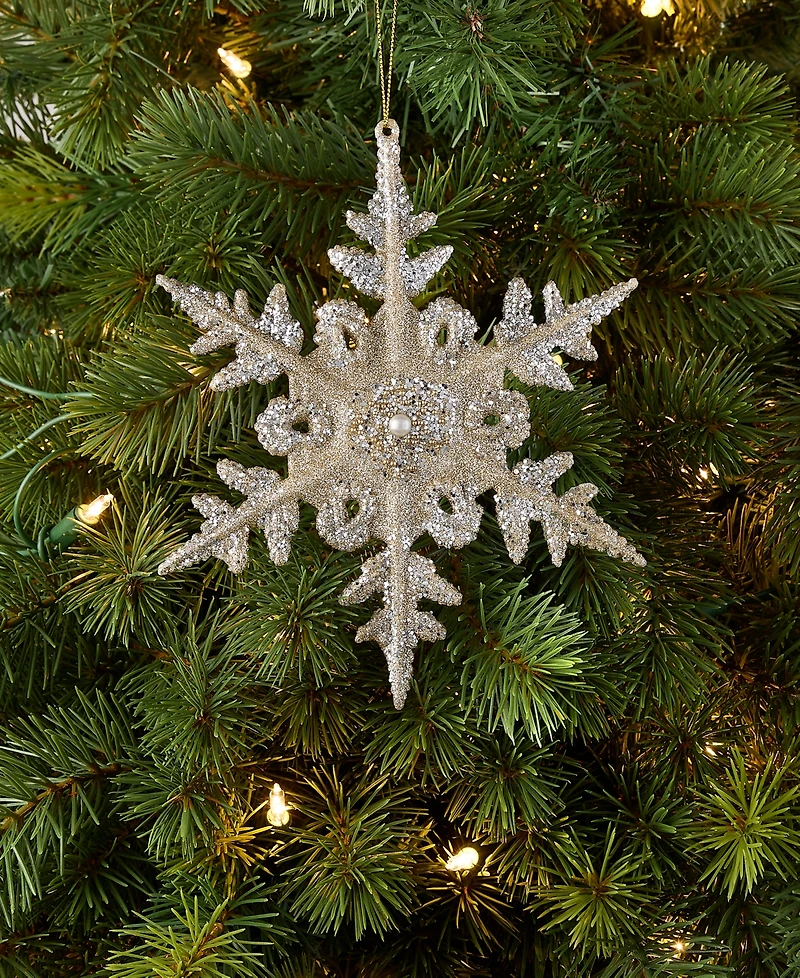 Holiday Lane Christmas Giltters Silver Snowflake Ornament, Macy's Exclusive