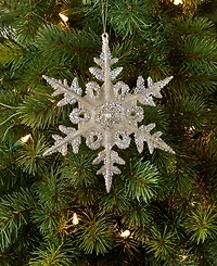 Holiday Lane Christmas Giltters Silver Snowflake Ornament, Macy's Exclusive