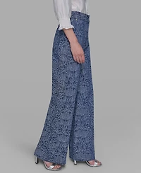 Karl Lagerfeld Paris Petite Printed Denim Pants