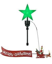 Mr. Christmas Animated Sleigh Tree Topper Banner with Merry Grinchmas