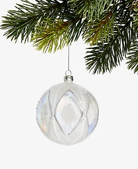 Holiday Lane Iced Delight Glass White Beaded Ball Ornament, Macy's Exclusive