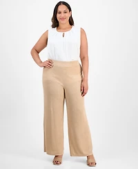 Kasper Plus Pull-On Wide-Leg Pants