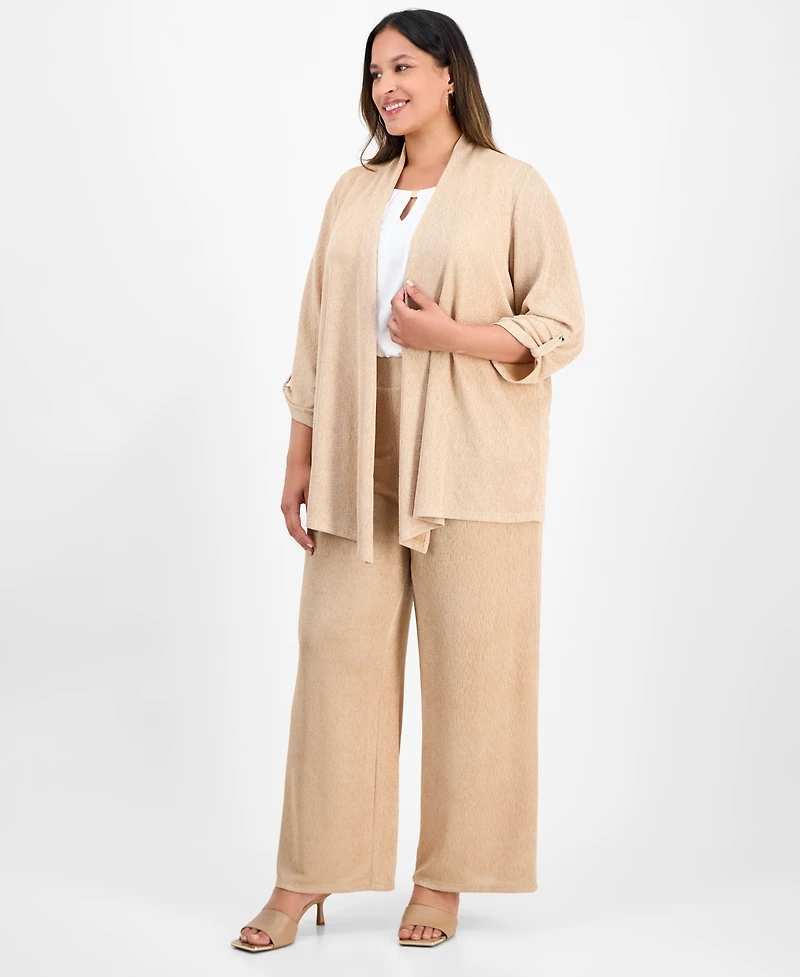 Kasper Plus Cozy Open-Front Cardigan