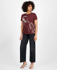 Guess Women's Panther Moon Studded Easy T-Shirt