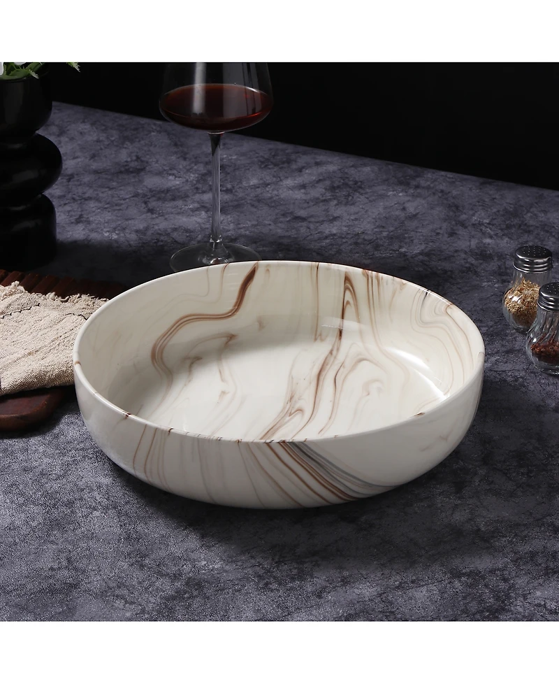 Lorren Home Trends Shiny Marble Pattern Serving Bowl, 96-oz.