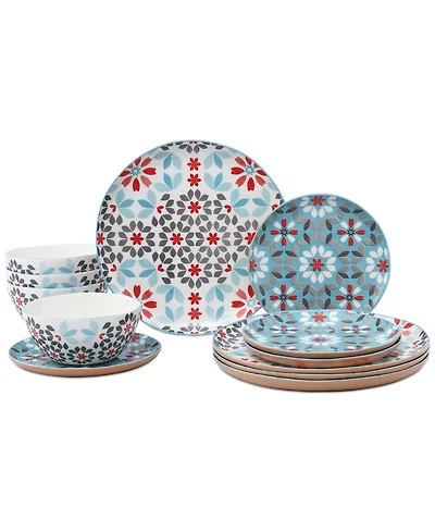 Lorren Home Trends Floral 12-Pc. Dinnerware Set