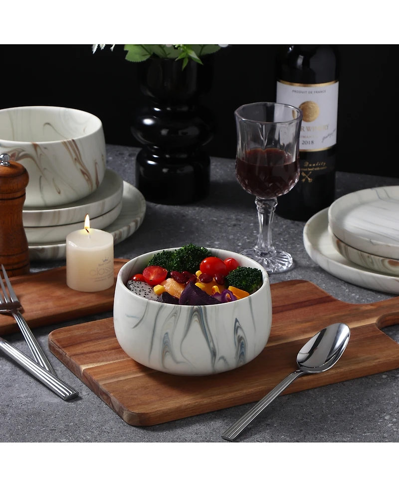 Lorren Home Trends Matte Marble Look 12-Pc. Dinnerware Set, Service for 4