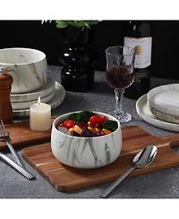 Lorren Home Trends Matte Marble Look 12-Pc. Dinnerware Set, Service for 4