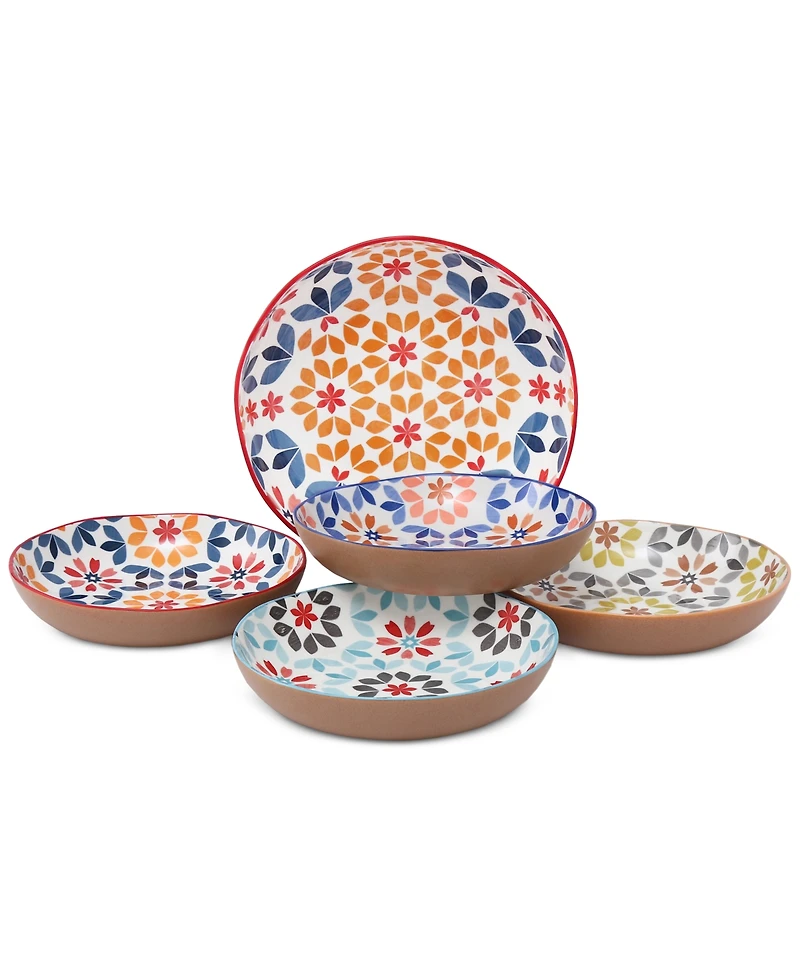 Lorren Home Trends Geo Floral 5-Pc. Pasta/All-Purpose Bowl Set