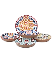 Lorren Home Trends Geo Floral 5-Pc. Pasta/All-Purpose Bowl Set