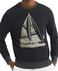 Nautica Men's Plaited Sailboat Graphic Crewneck Sweater