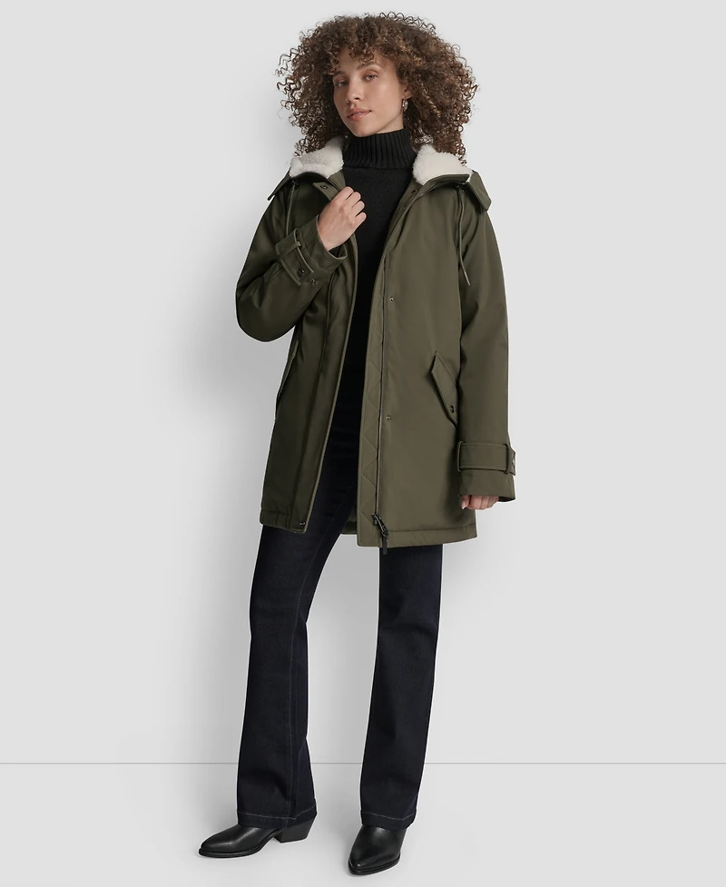 Dkny Women's Faux-Fur-Lined Hooded Softshell Coat