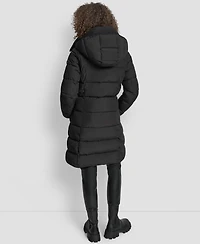Dkny Women's Bibbed Hooded Zip-Front Puffer Coat