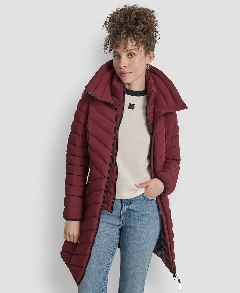 Dkny Women's Bibbed Packable Puffer Coat